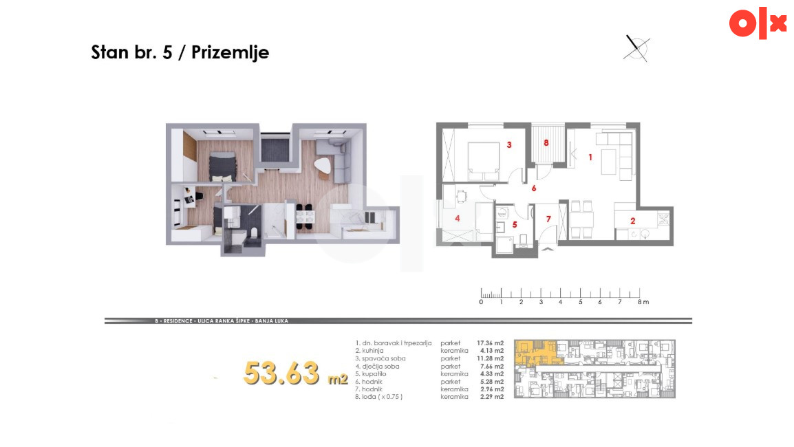 Trosoban stan 53m2 Mjesec Banja Luka 8