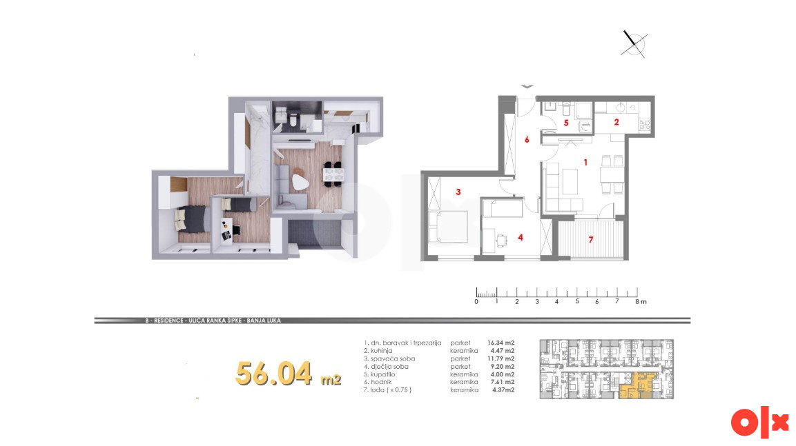 Trosoban stan 56m2 Mjesec Banja Luka 5