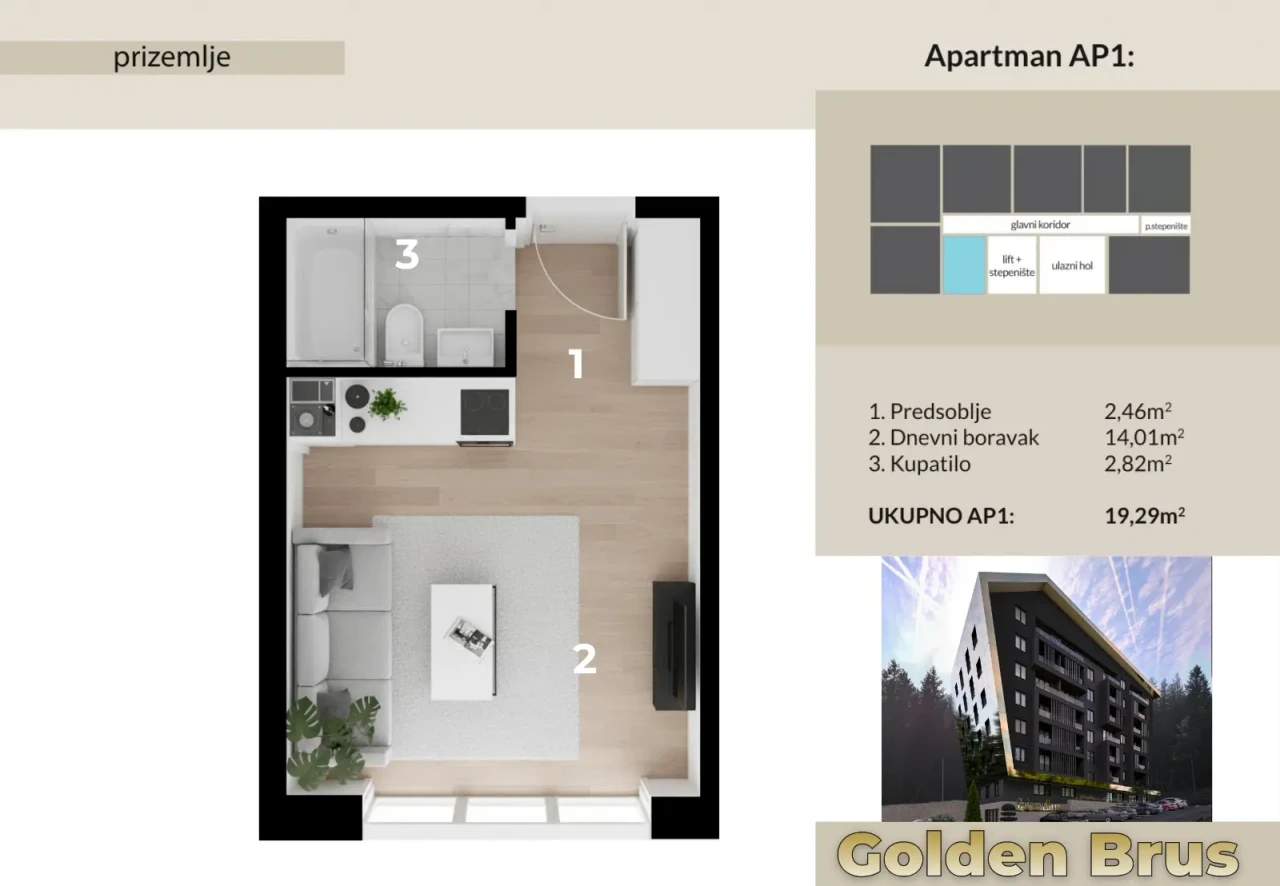 MY SPACE/ Apartman/ GOLDEN BRUS Trebevic/ 19m2