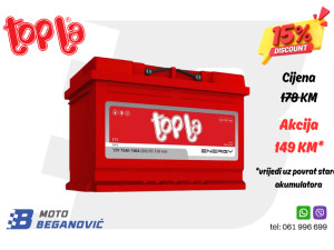 Akumulator TOPLA 75 Ah Energy 12v 75Ah 750A D+ **AKCIJA**