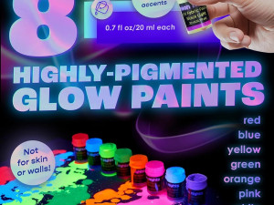 Paket od 8 neonskih boja za tkanine koje svijetle u mraku za odje