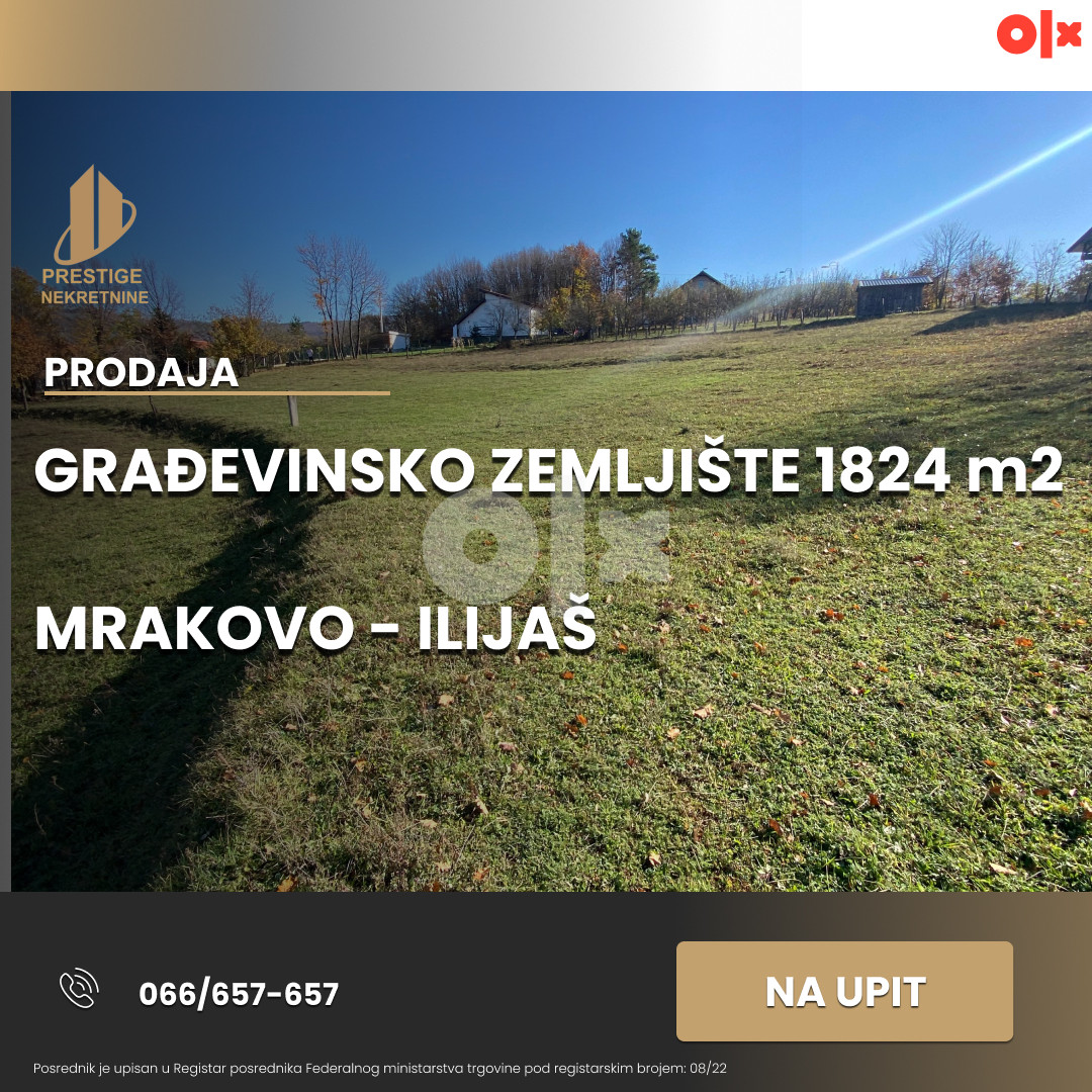 Građevinsko zemljište 1824 m2 - Mrakovo - Ilijaš
