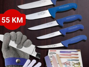 Set nozeva Dick + mesarska celicna rukavica + kuhinjski set