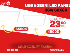 GIGA.BA UGRADNI LED PANEL 36W 60X60 KOCKA UGRADBENA 4000K 6500K
