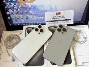 IPHONE 15 PRO MAX 256GB WHITE/NATURAL KAO NOV 86% BAT FUL PAKET