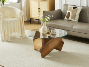 DRVENI KLUB STOL SA STAKLENOM PLOČOM