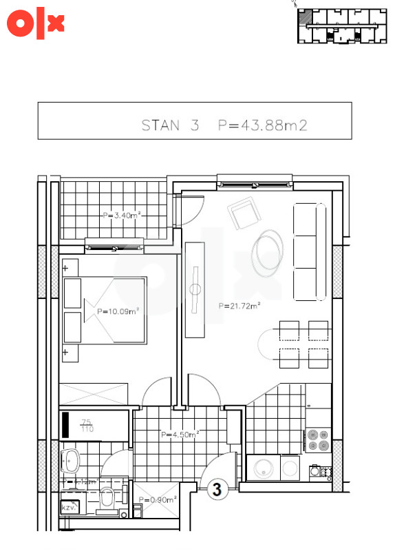Stan Istočno Sarajevo 43m2 2