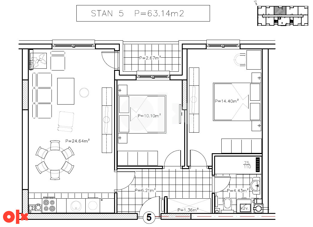 Stan Istočno Sarajevo 63m2