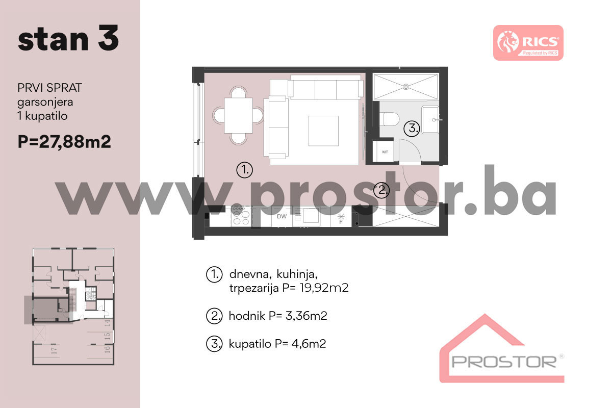 NOVOGRADNJA SKENDERIJA:Garsonjera, 27m2