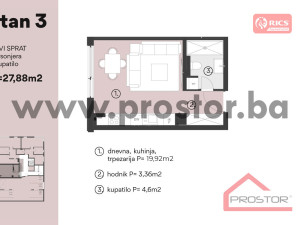 NOVOGRADNJA SKENDERIJA:Garsonjera, 27m2