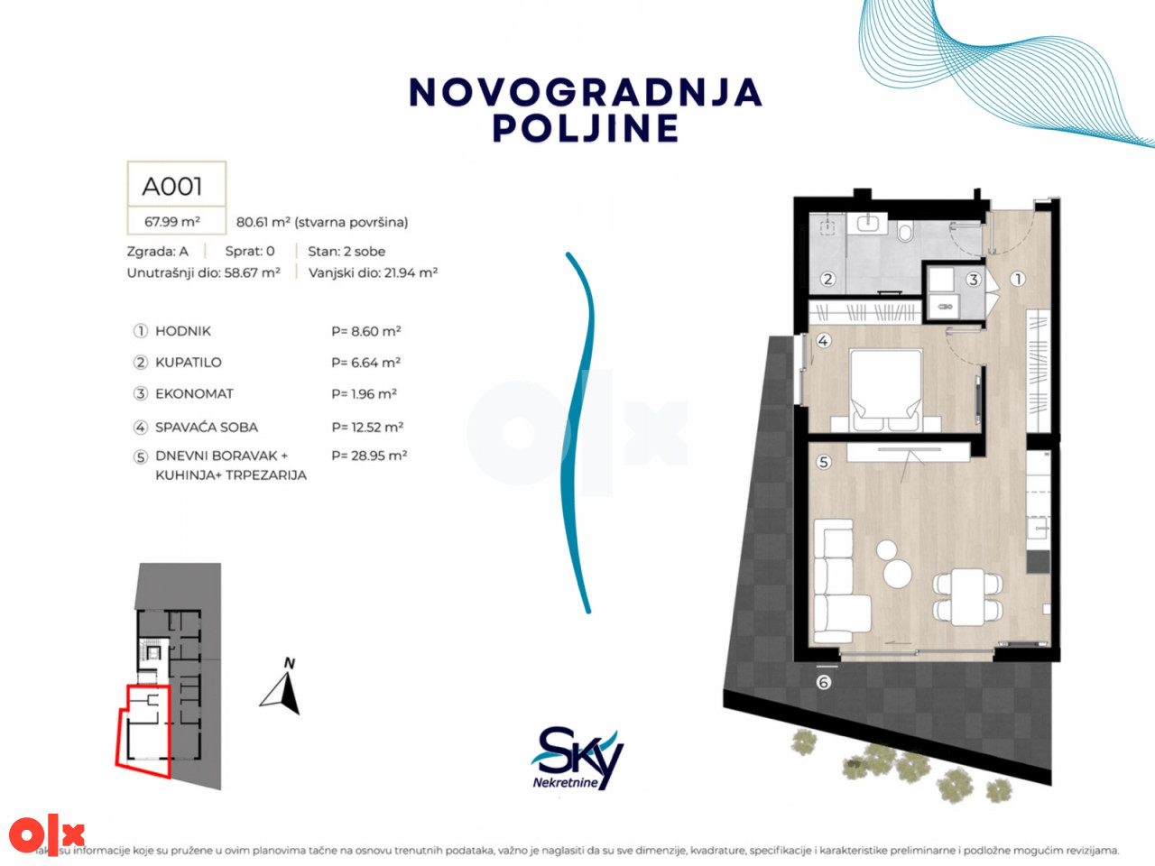 Dvosoban stan, Poljine, 67,99m2 I Sky Nekretnine