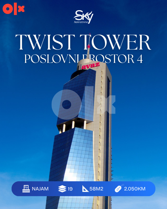 Poslovni prostor Sarajevo, Avaz Twist Tower 58m2 I Sky