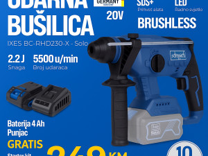 SCHEPPACH Aku čekić bušilica + punjač i baterija 4Ah BC-RHD230-X