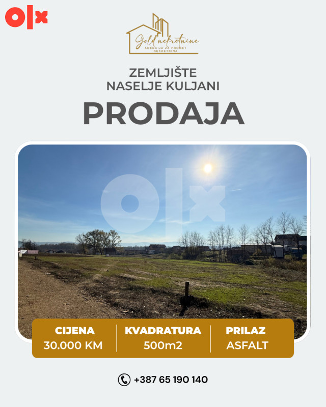 Na prodaju 4 placa predvidjena za izgradnju kuća, Kuljani