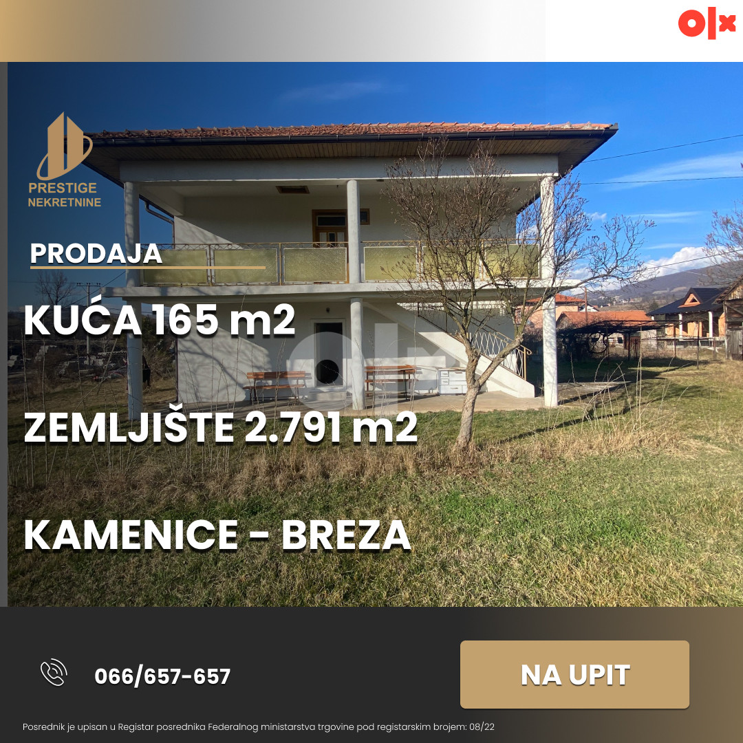 Kuća 165 m2 i zemljište 2791 m2 - Kamenice - Breza