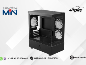 Spire U20M-BLACK Gaming kućište, mATX, RGB 3x Vent Tempered Glass