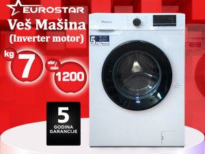 VES MASINA EUROSTAR 7KG, 1200 OBRTAJA, INVERTER MOTOR