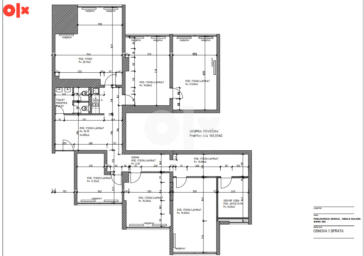 Zakup - poslovni prostor Zenica 388m2 (Lamela) 2