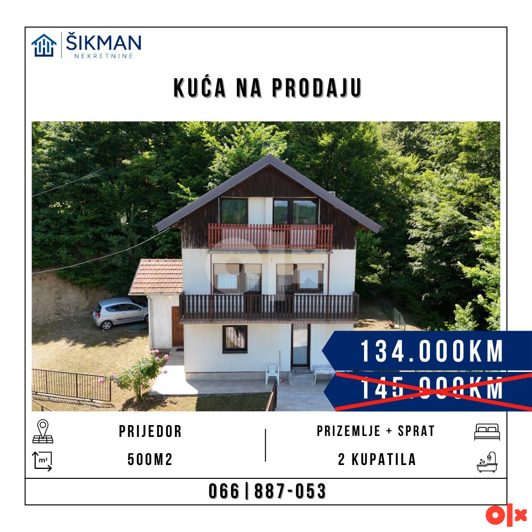 Kuća Prijedor 500m2, NOV KROV 2