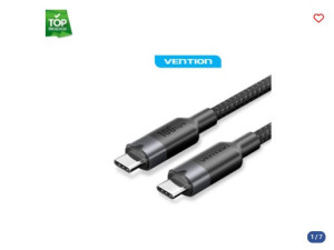 Kabal USB-C na USB-C 100W GEN2 3.2 VENTION 2m crni 044098