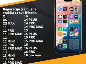 Reparacija ( zamijena stakla ) displeja, ledja iPhone.