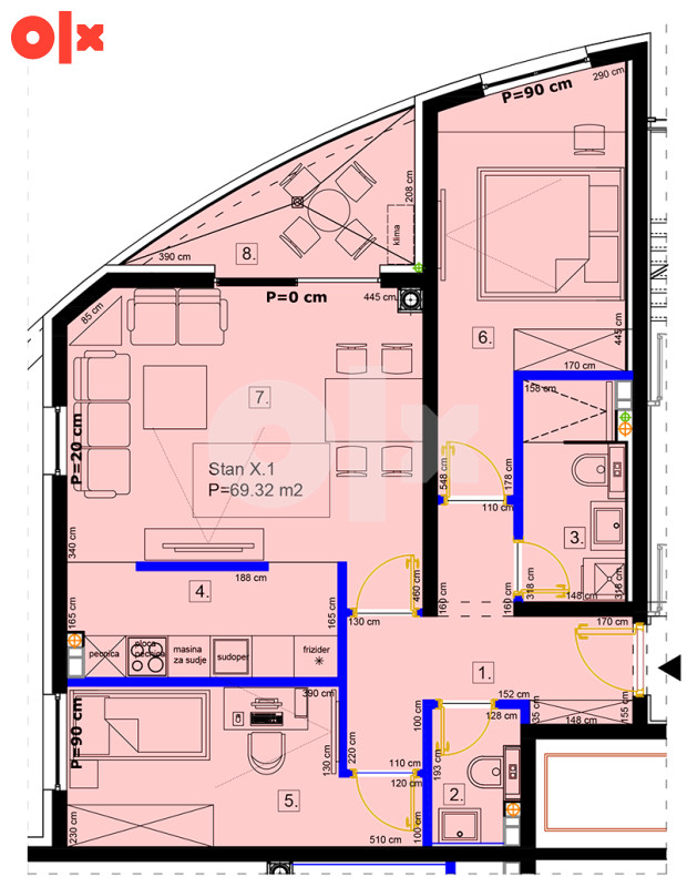 Trosoban stan, Stupine Tower, Tuzla 69m2