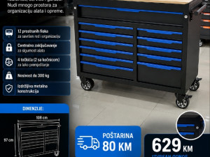 KOLICA PRAZNA SA ALATOM KLJUCEVI GIDORE GEDORE SET MOLLER GERMANY