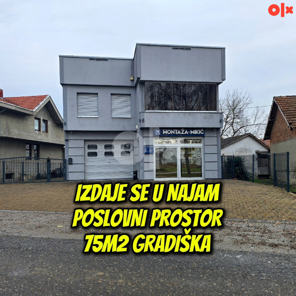 Izdaje se u najam poslovni prostor 75m2 Gradiška