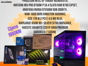 Gaming PC Intel i5-14400F, RTX5060, RAM 16GB DDR5, SSD 1TB