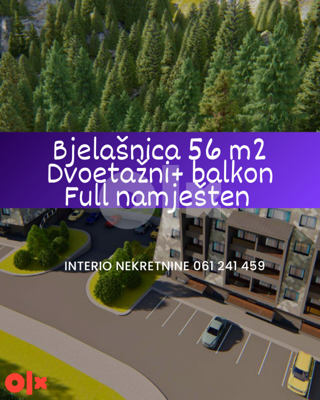 Bjelašnica 56 m2 + balkon kompletno namješten, dvosoban dvoetažni