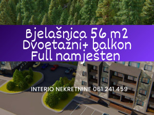 Bjelašnica 56 m2 + balkon kompletno namješten, dvosoban dvoetažni