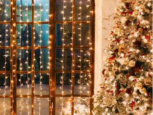 Novogodisnje lampice 3x2 zute zavjesa