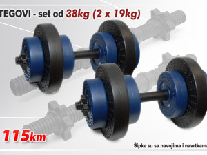 Tegovi Bučice - Set 38kg (2x19kg)