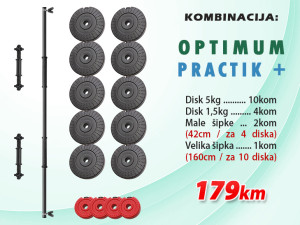 Tegovi Bučice + Šipka - Set 67kg ( OPTIMUM )