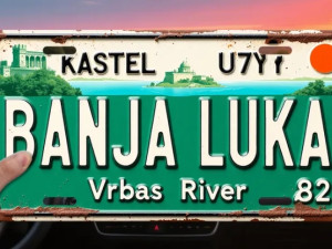 ALUMINIJUMSKA TABLICA BANJA LUKA VRBAS RIVER (Vintage Style)
