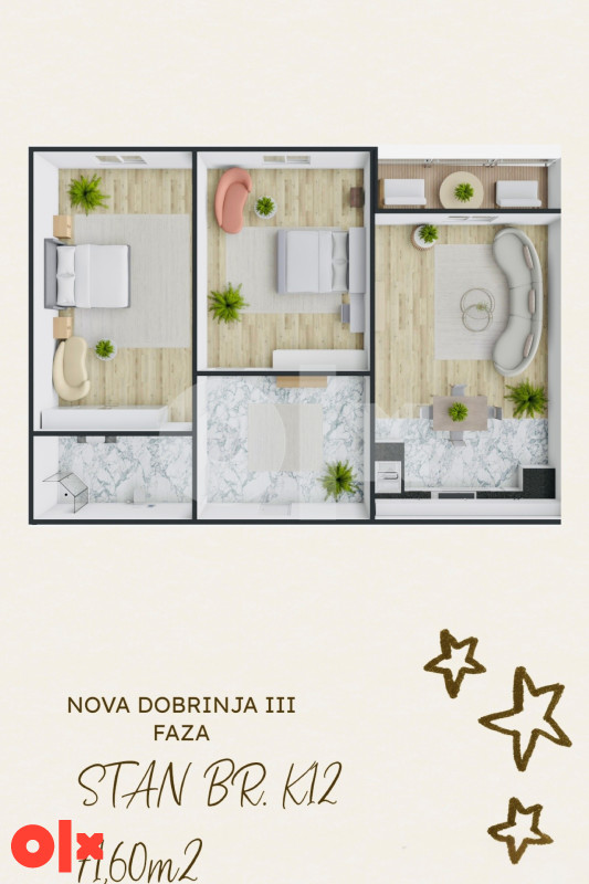 Stan Istočno Sarajevo 71m2 NOVA DOBRINJA 2