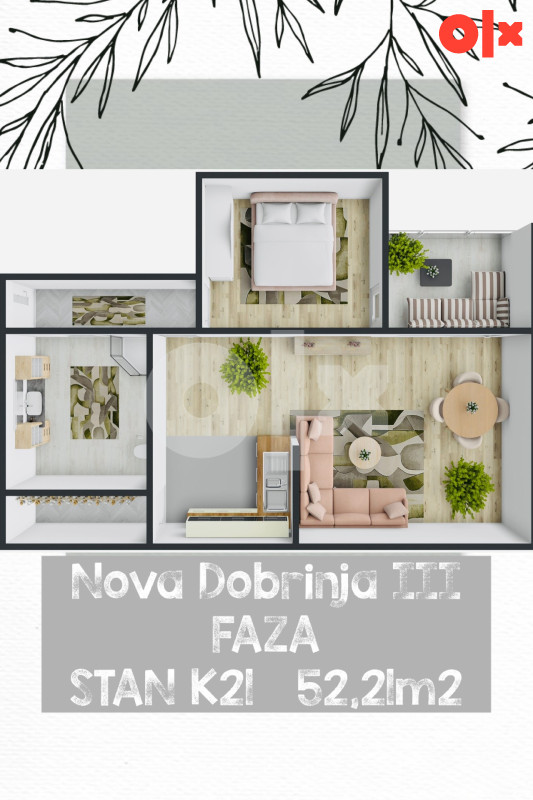 Stan Istočno Sarajevo 52m2 NOVA DOBRINJA 2