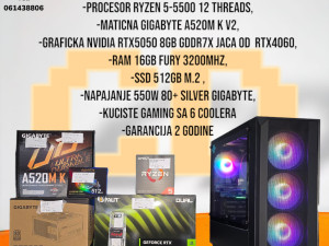 Gaming PC Ryzen 5-5500, RTX5050 8GB, RAM 16GB, SSD 512GB