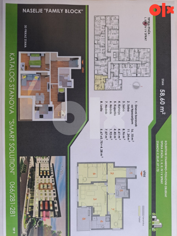 NOV komplet namješten Stan Banja Luka 58.60m2 ( iznajmljivanje )