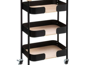 Five kuhinjska kolica s 3 police 45,5 x 28,5 x 75 metalna crna