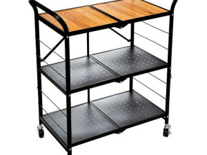 Five kolica kuhinjska sklopiva metal bambus crna