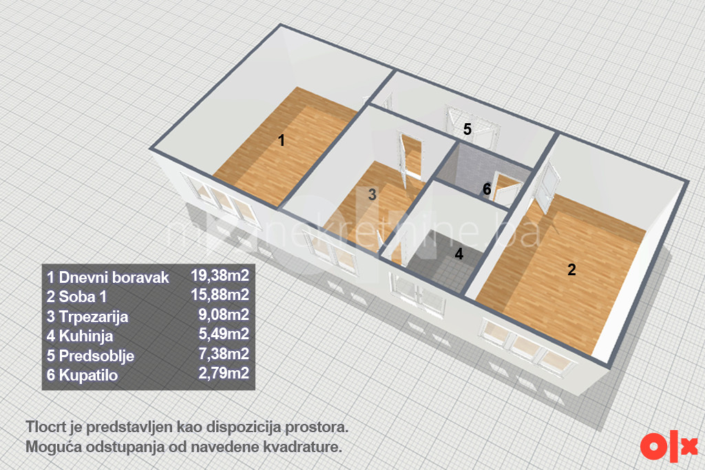 m2: Novo Sarajevo / dvosoban stan 60m2 / 2sp 11