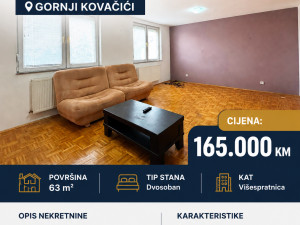 NN Nekretnine : Dvosoban stan 63m2 - Gornji Kovačići