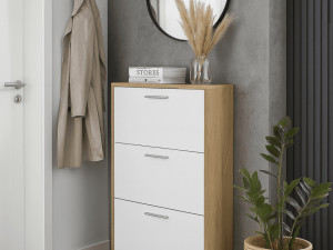 Ormarić za Obuću TALL SLIM Bijela - Svijetli Hrast