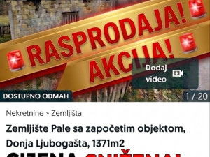 Zemljište Pale sa započetim objektom, Donja Ljubogošta, 1371m2