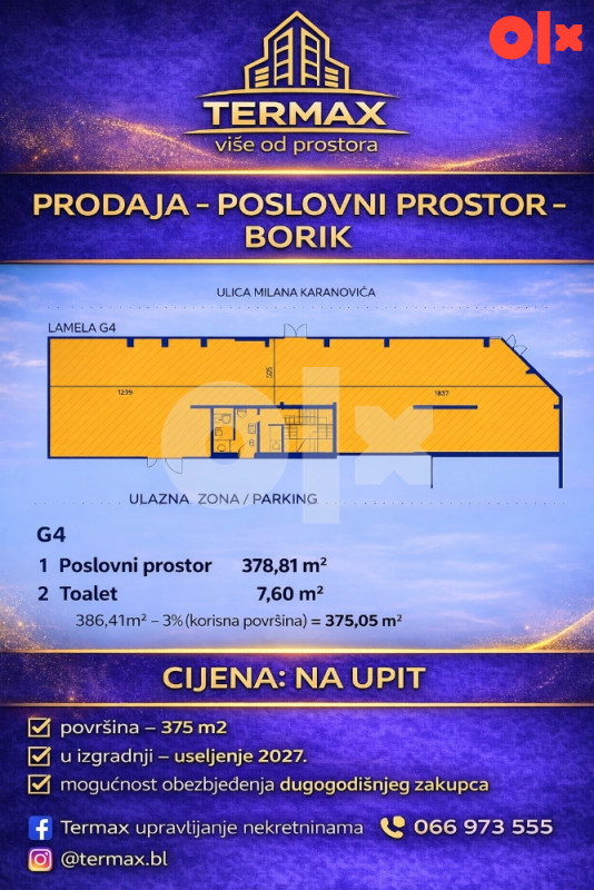 Poslovni prostor 375 m2 Banja Luka Borik