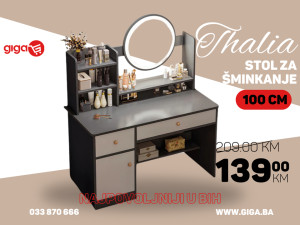 GIGA.BA THALIA STOL SMINKANJE  SA OGLEDALOM 100CM SIVI
