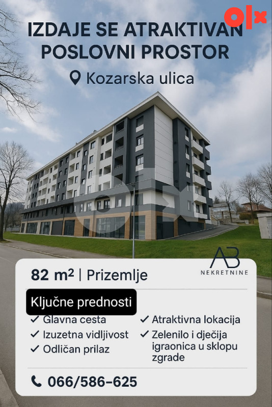 Poslovni prostor 82 m2 NAJAM Kozarska Banja Luka
