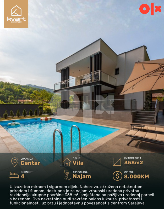 Vila sa bazenom Sarajevo Centar | Kvart Nekretnine