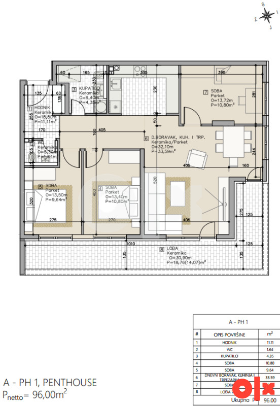 NOVA VOGOŠĆA / NOVOGRADNJA / Četverosobni stanovi 90-96m2 9